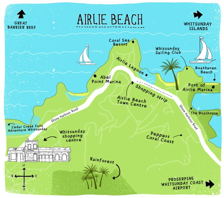 Why Airlie Beach Should Be Your Base To The Whitsunday Islands Airlie Beach Map Queensland Australia Source Australiantraveller
