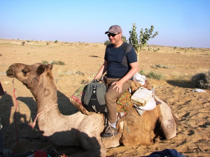 Jaisalmer camel safari - Graham on his docile camel